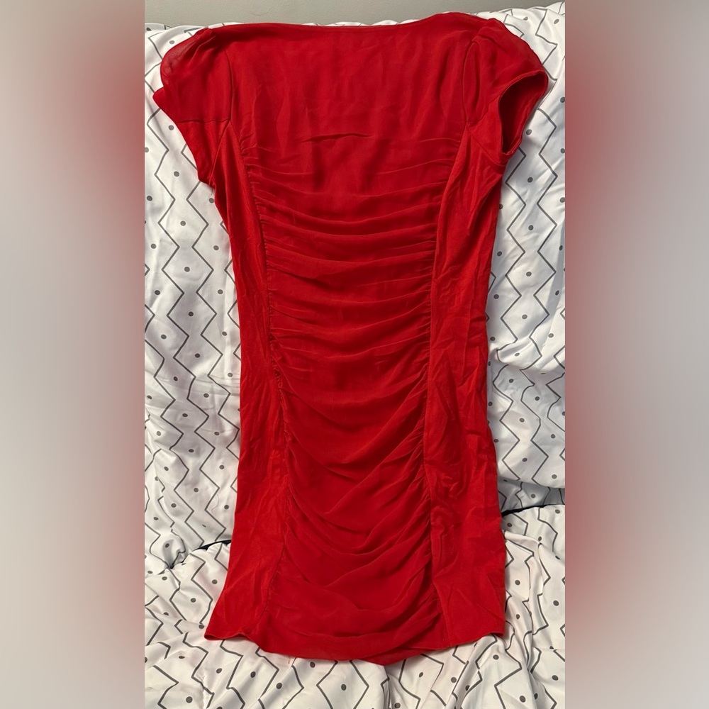 Express Red Ruched Dress - Picture 3 of 3